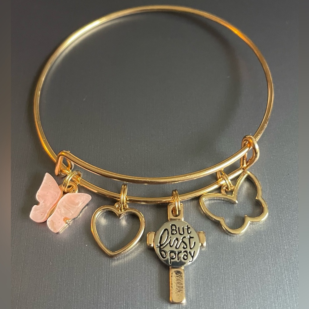 “But First Pray”🙏🏽Bangle in Gold-time